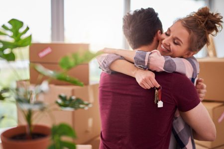 couple, move, key, apartment, owner, home ownership, house, rent, house rental, buy, house key, hold, show, home key, heterosexual couple, embrace, customer, new, relocation, move in, investment, housing project, change, sale, sell